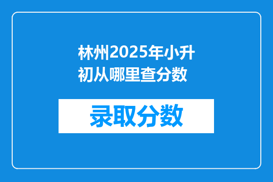 林州2025年小升初从哪里查分数