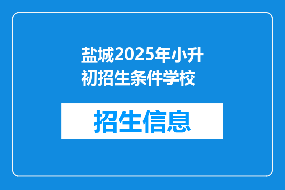 盐城2025年小升初招生条件学校