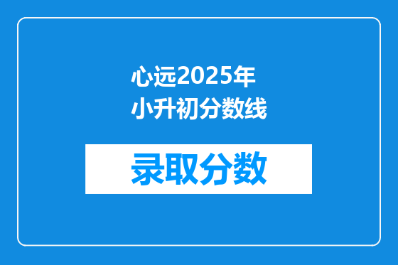心远2025年小升初分数线