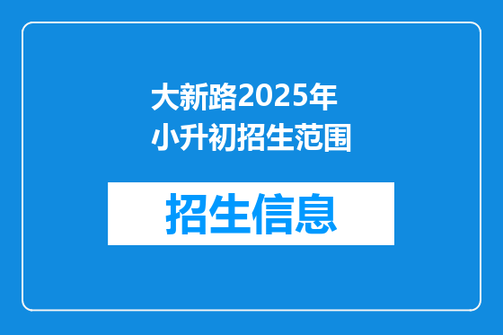 大新路2025年小升初招生范围