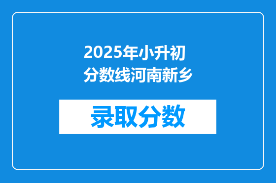 2025年小升初分数线河南新乡