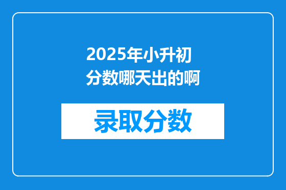2025年小升初分数哪天出的啊