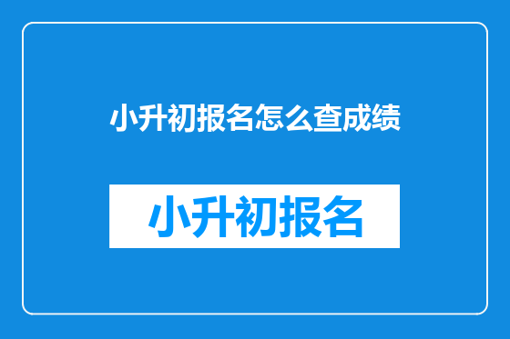 小升初报名怎么查成绩