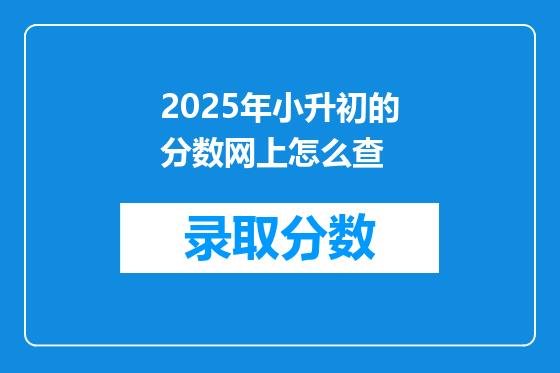 2025年小升初的分数网上怎么查