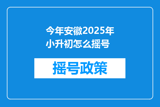 今年安徽2025年小升初怎么摇号