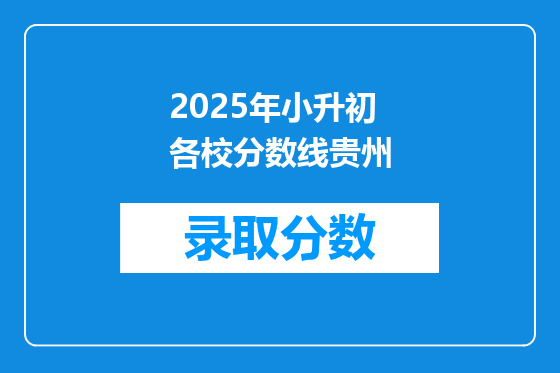 2025年小升初各校分数线贵州