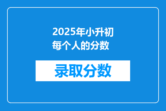 2025年小升初每个人的分数