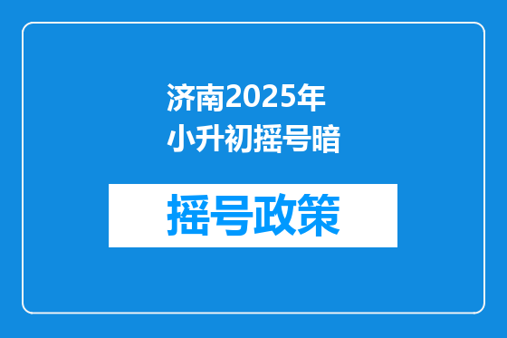 济南2025年小升初摇号暗