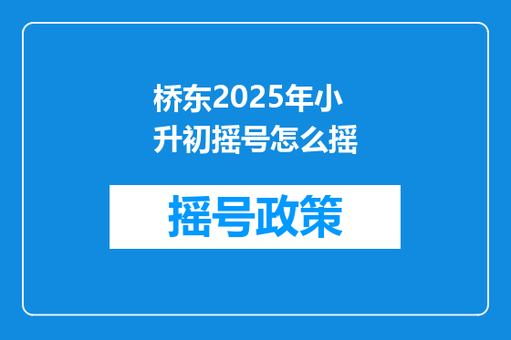 桥东2025年小升初摇号怎么摇