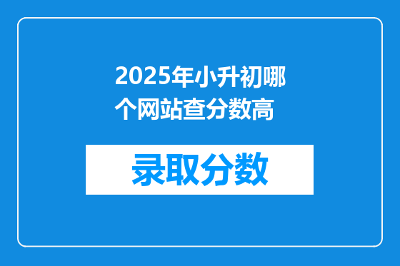 2025年小升初哪个网站查分数高