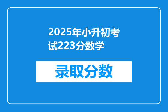 2025年小升初考试223分数学