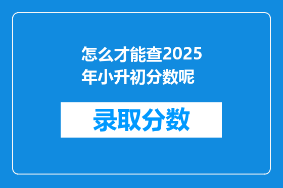 怎么才能查2025年小升初分数呢