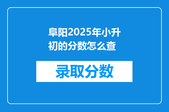 阜阳2025年小升初的分数怎么查