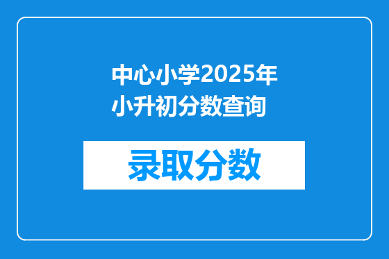 中心小学2025年小升初分数查询