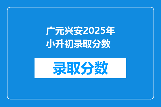 广元兴安2025年小升初录取分数