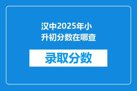汉中2025年小升初分数在哪查