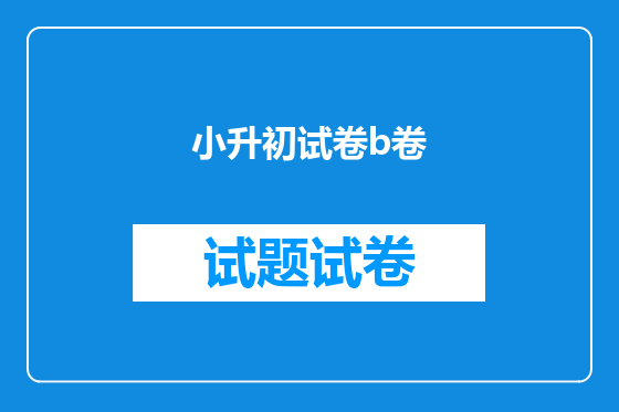 小升初试卷b卷
