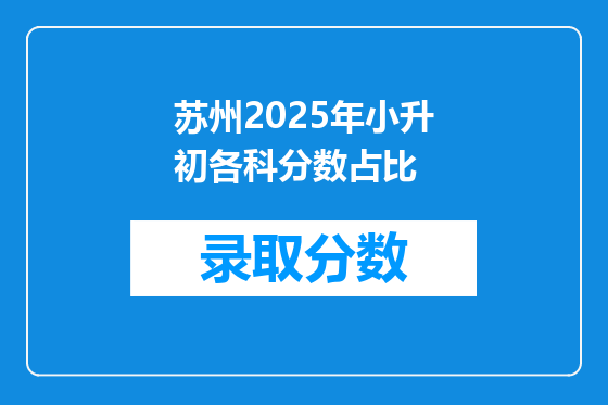 苏州2025年小升初各科分数占比