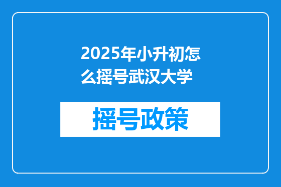 2025年小升初怎么摇号武汉大学