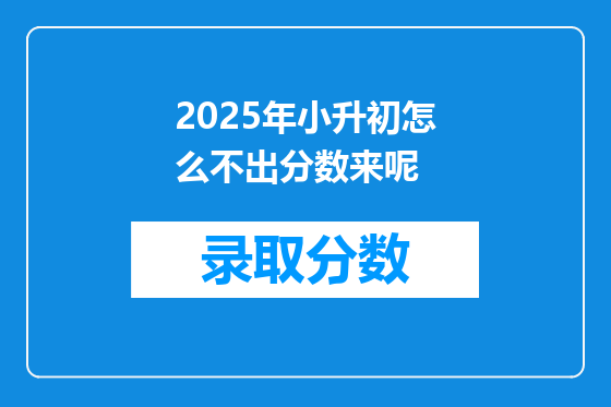 2025年小升初怎么不出分数来呢