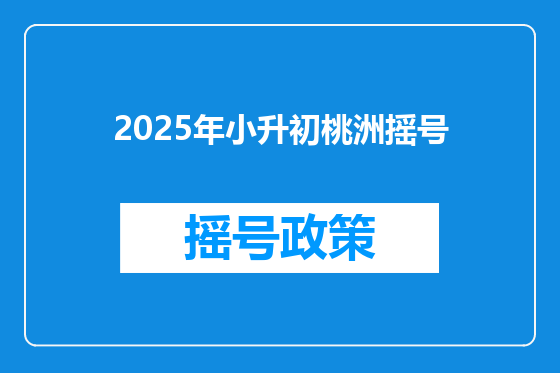 2025年小升初桃洲摇号