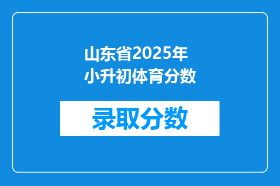 山东省2025年小升初体育分数