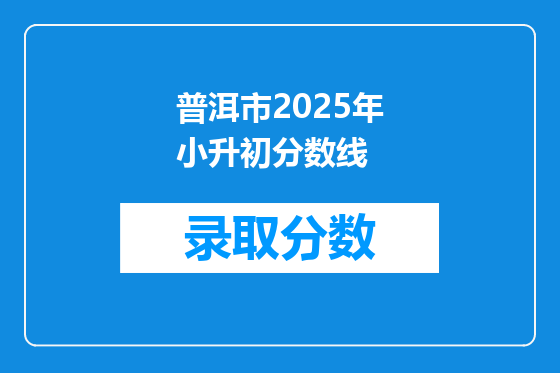 普洱市2025年小升初分数线