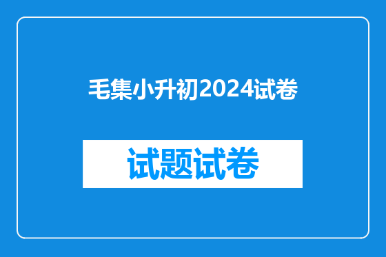 毛集小升初2024试卷