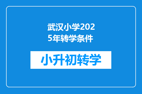 武汉小学2025年转学条件