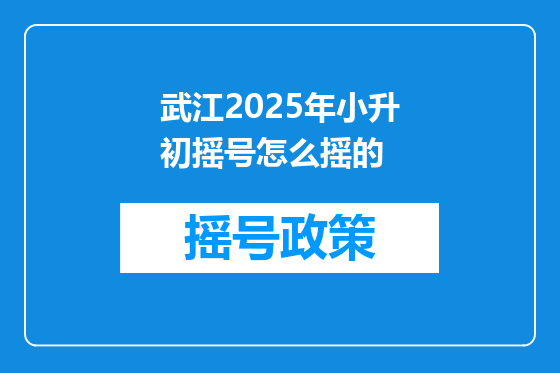 武江2025年小升初摇号怎么摇的