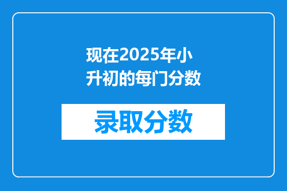 现在2025年小升初的每门分数