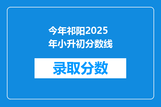 今年祁阳2025年小升初分数线