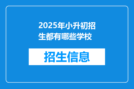 2025年小升初招生都有哪些学校