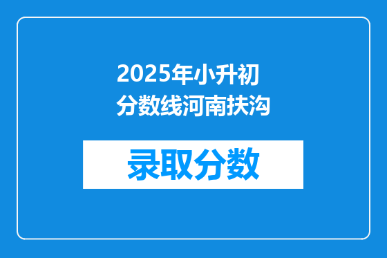 2025年小升初分数线河南扶沟