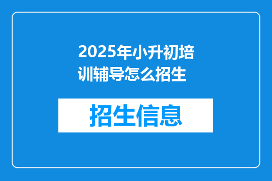 2025年小升初培训辅导怎么招生