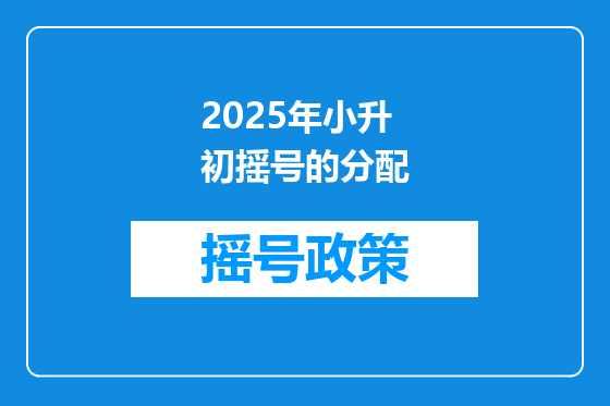 2025年小升初摇号的分配