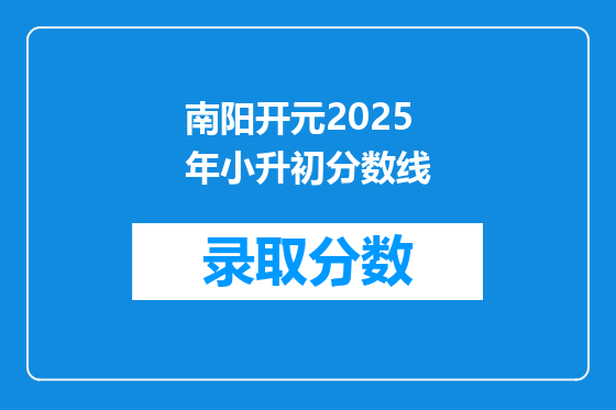 南阳开元2025年小升初分数线