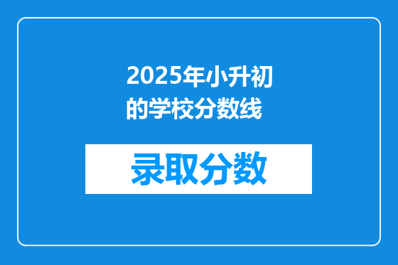 2025年小升初的学校分数线