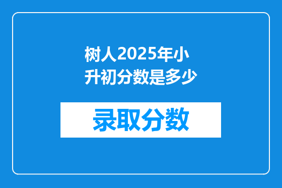 树人2025年小升初分数是多少
