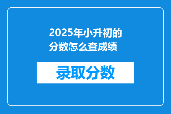 2025年小升初的分数怎么查成绩