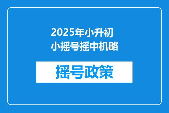2025年小升初小摇号摇中机略