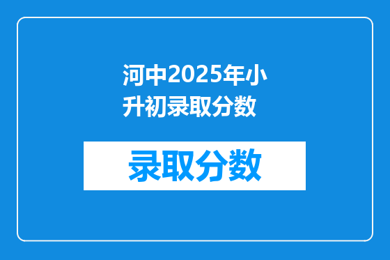 河中2025年小升初录取分数