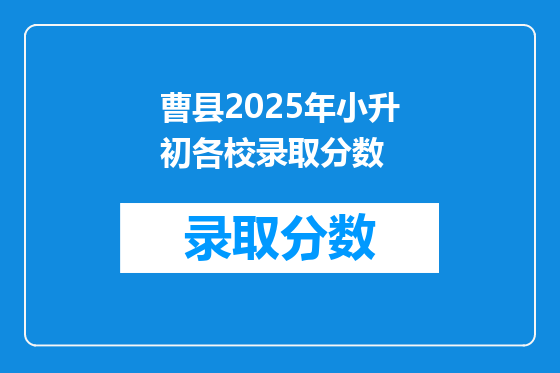 曹县2025年小升初各校录取分数