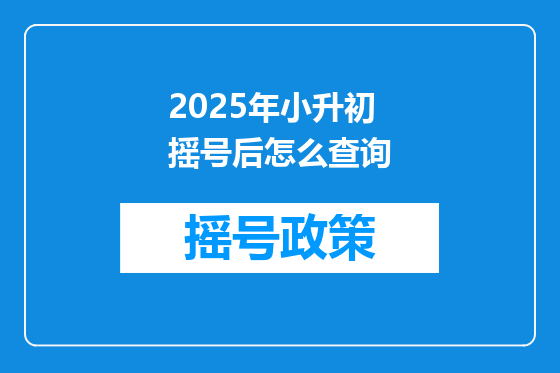 2025年小升初摇号后怎么查询