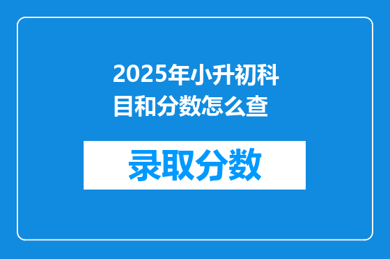 2025年小升初科目和分数怎么查