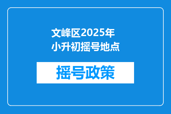 文峰区2025年小升初摇号地点