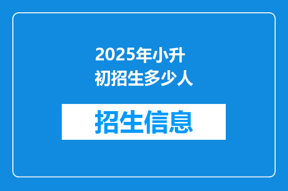 2025年小升初招生多少人