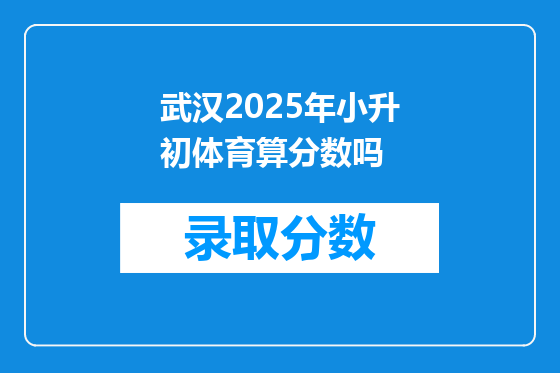 武汉2025年小升初体育算分数吗