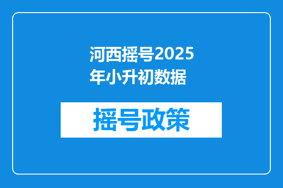 河西摇号2025年小升初数据