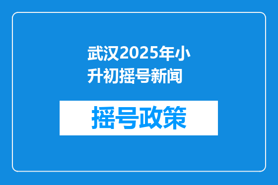 武汉2025年小升初摇号新闻